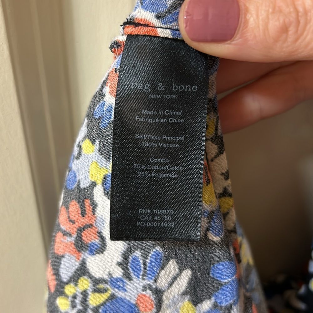 Rag & Bone - Women’s 'Estell' Midi Slip Dress, Floral, Crepe - Black Extra Small - Picture 11 of 12